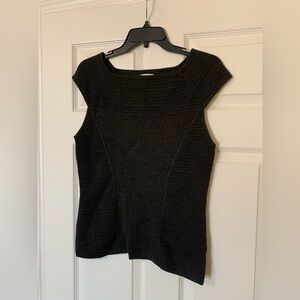 Calvin Klein Charcoal Ribbed Knit‎ Top Size Large Chic